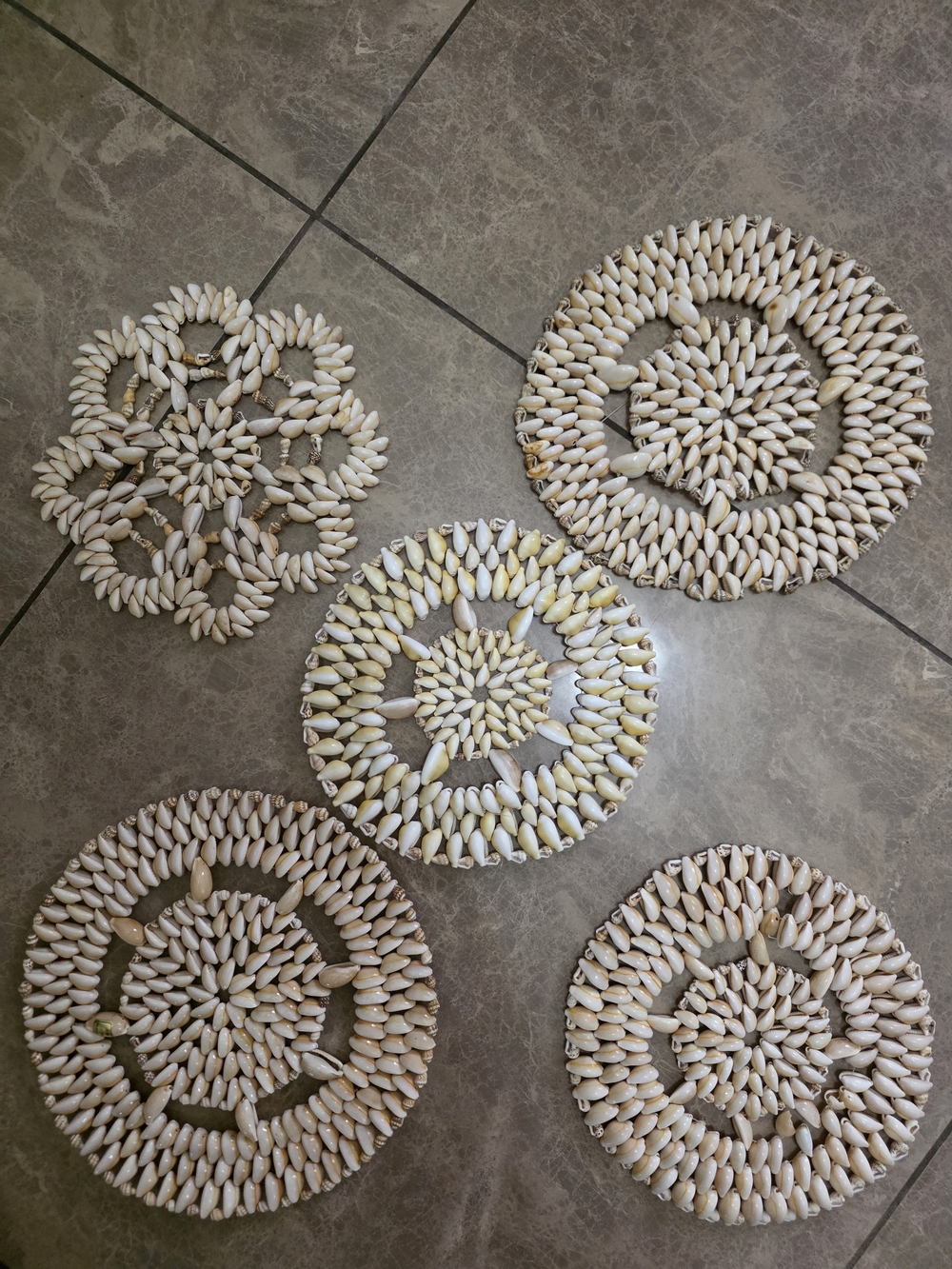 Handmade Shell Coasters / Placemats Set - Natural White